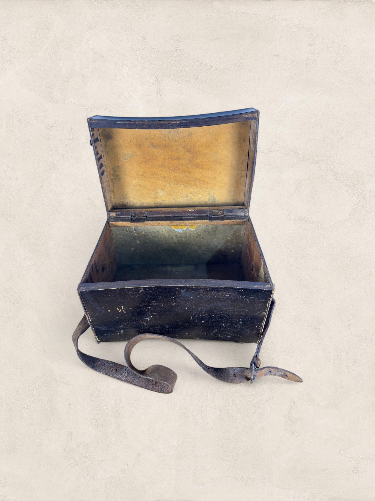 English Pine Angler’s Fishing Tackle Box with Leather Strap