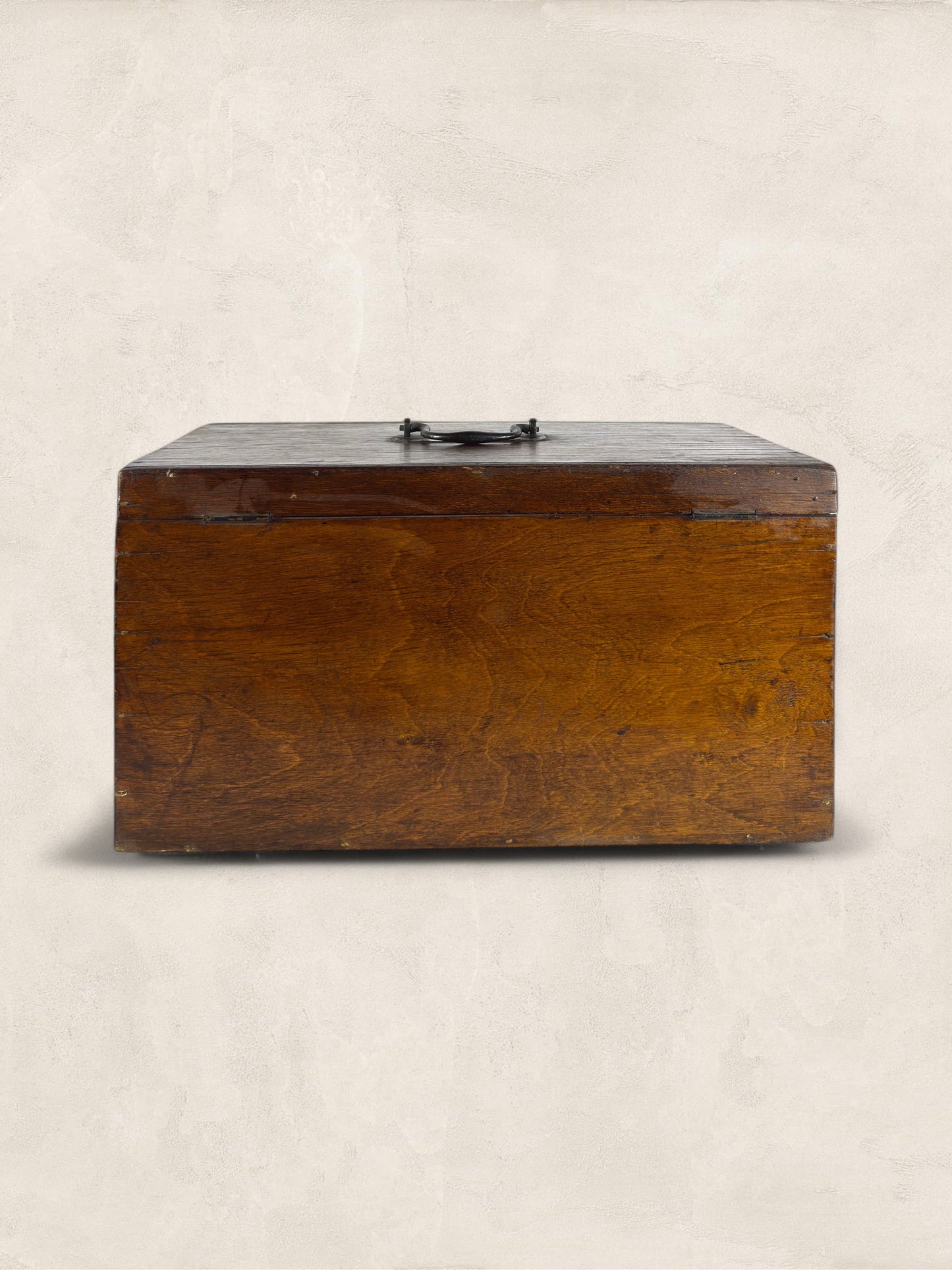 English Oak Lidded Storage Box with Green Baize Lining