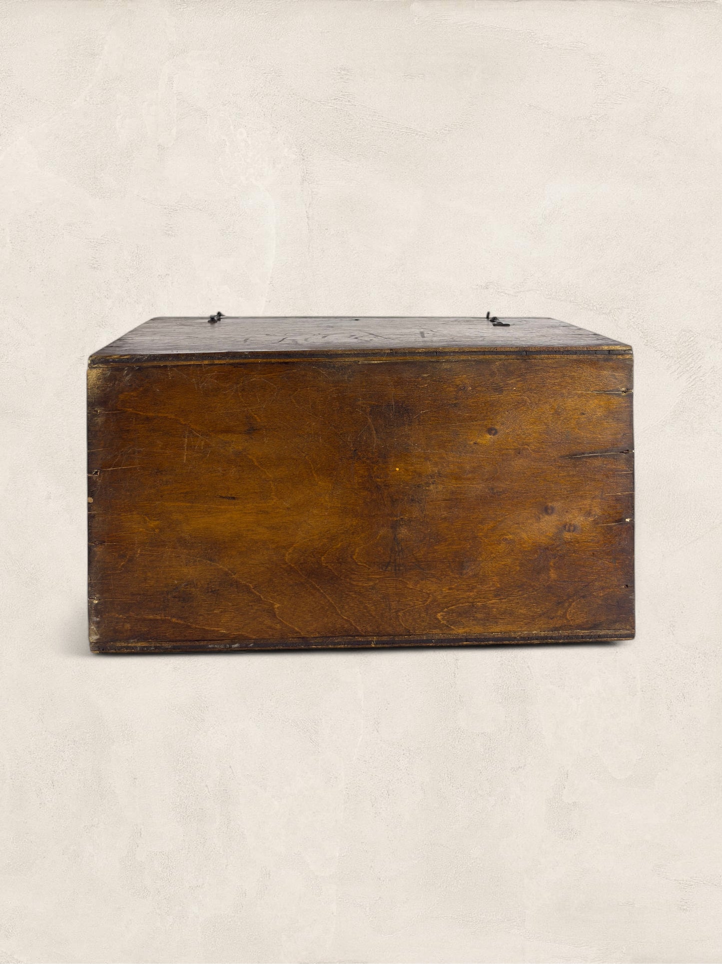 English Oak Lidded Storage Box with Green Baize Lining