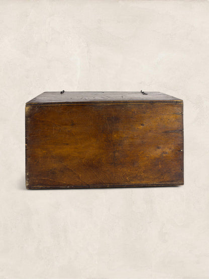 English Oak Lidded Storage Box with Green Baize Lining