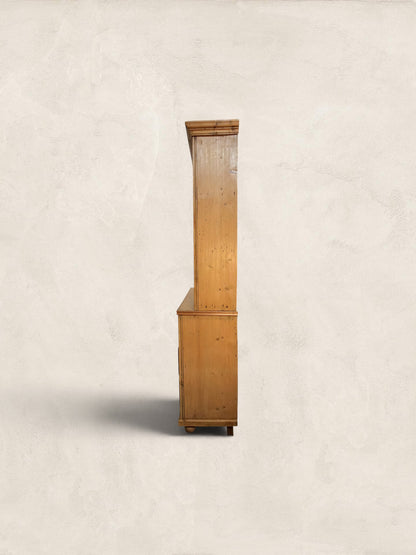 Victorian Pine Display Cabinet with Glazed Doors and Drawers
