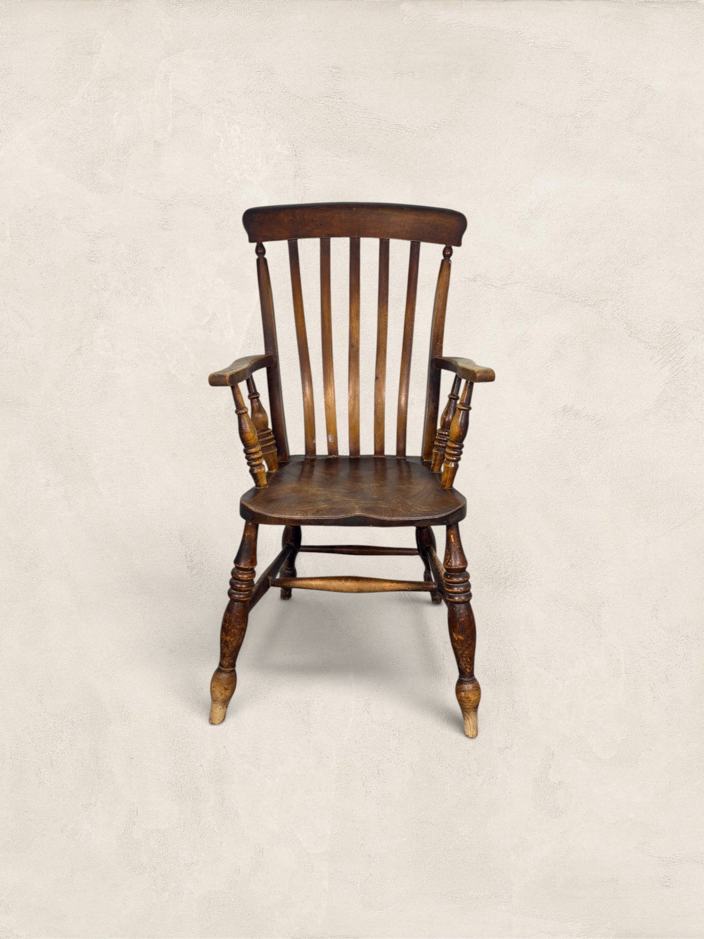 English Elm and Ash Lath-Back Windsor Armchair