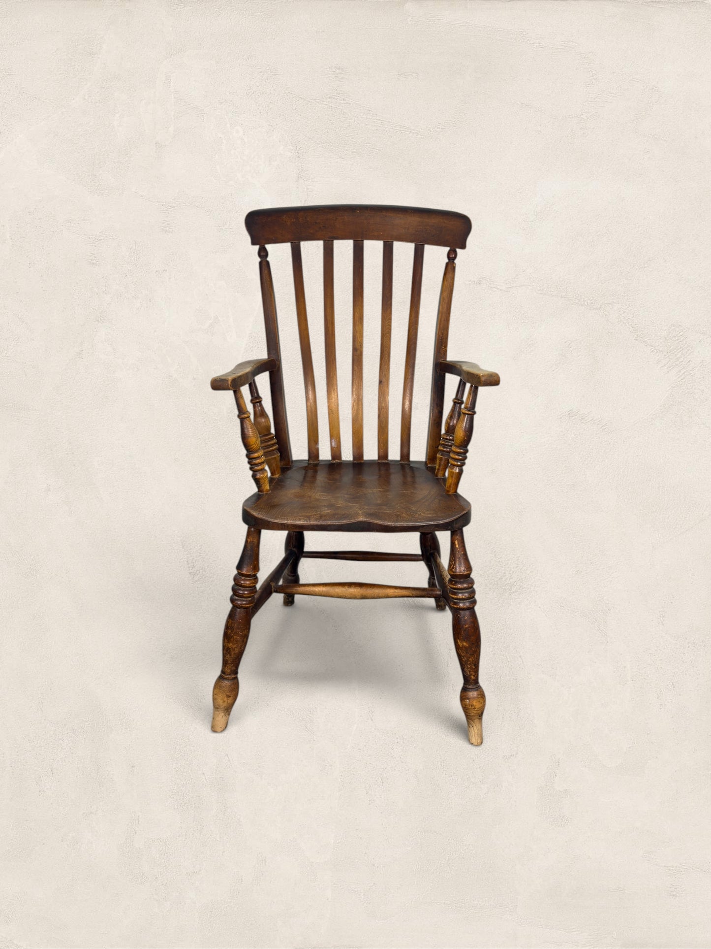 English Elm and Ash Lath-Back Windsor Armchair