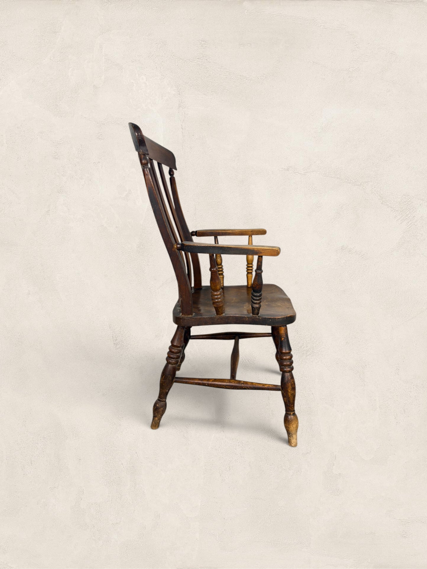 English Elm and Ash Lath-Back Windsor Armchair