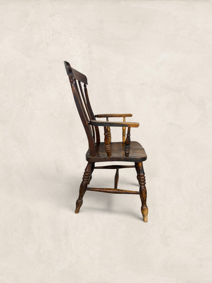 English Elm and Ash Lath-Back Windsor Armchair