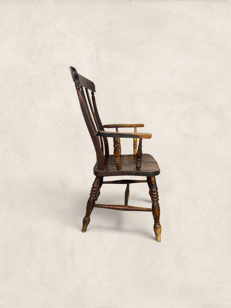 English Elm and Ash Lath-Back Windsor Armchair