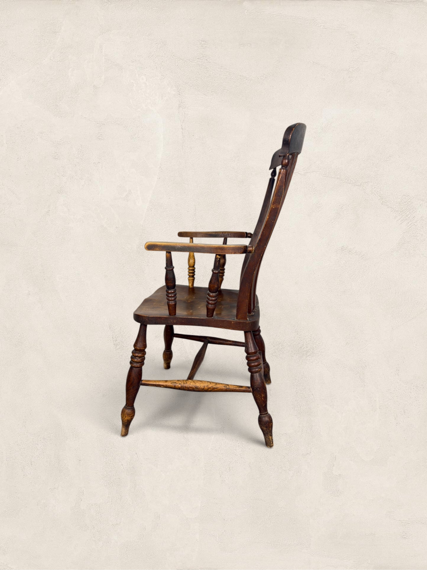 English Elm and Ash Lath-Back Windsor Armchair