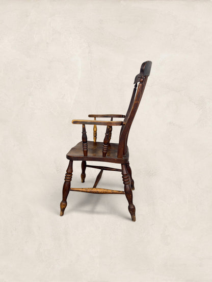English Elm and Ash Lath-Back Windsor Armchair