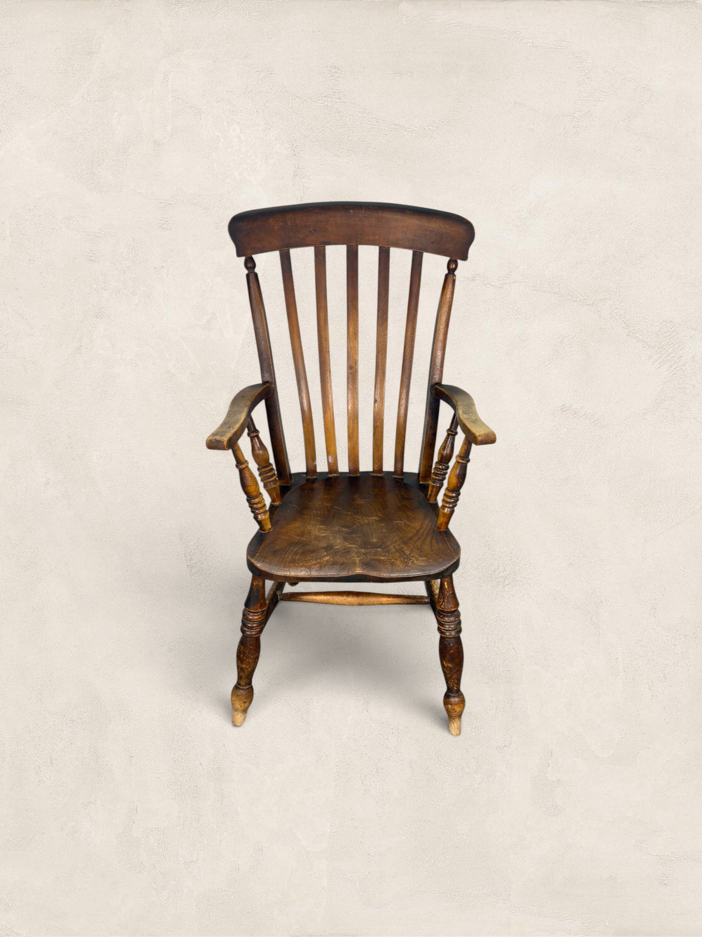 English Elm and Ash Lath-Back Windsor Armchair