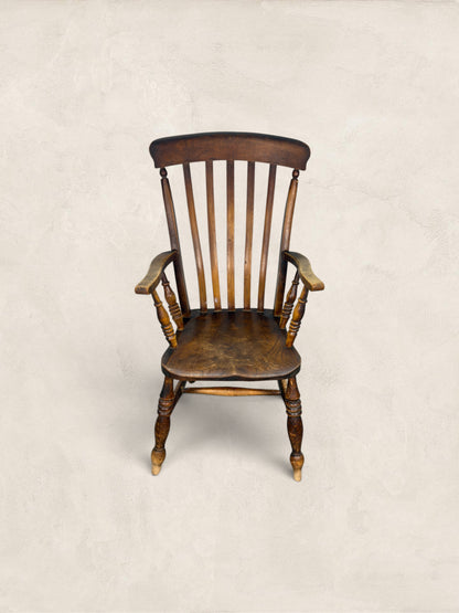 English Elm and Ash Lath-Back Windsor Armchair