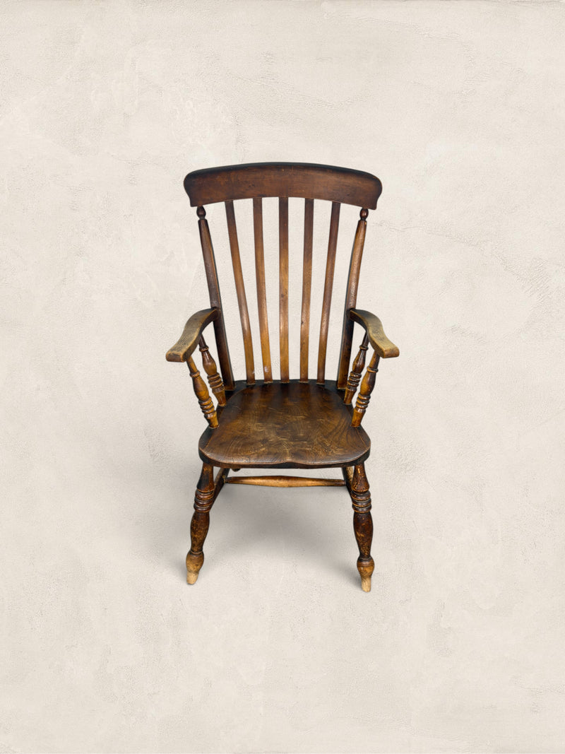 English Elm and Ash Lath-Back Windsor Armchair