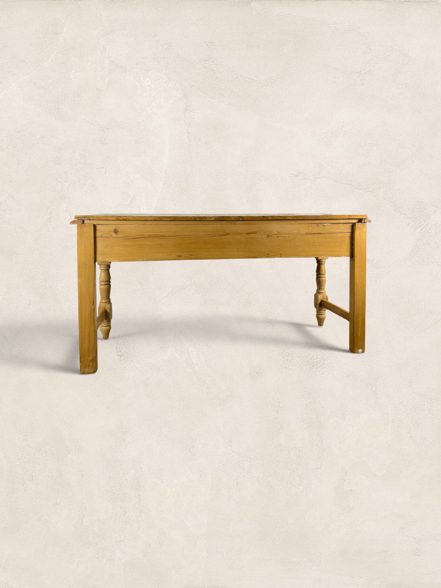 English Pine Work Table with Drawers and Scalloped Apron