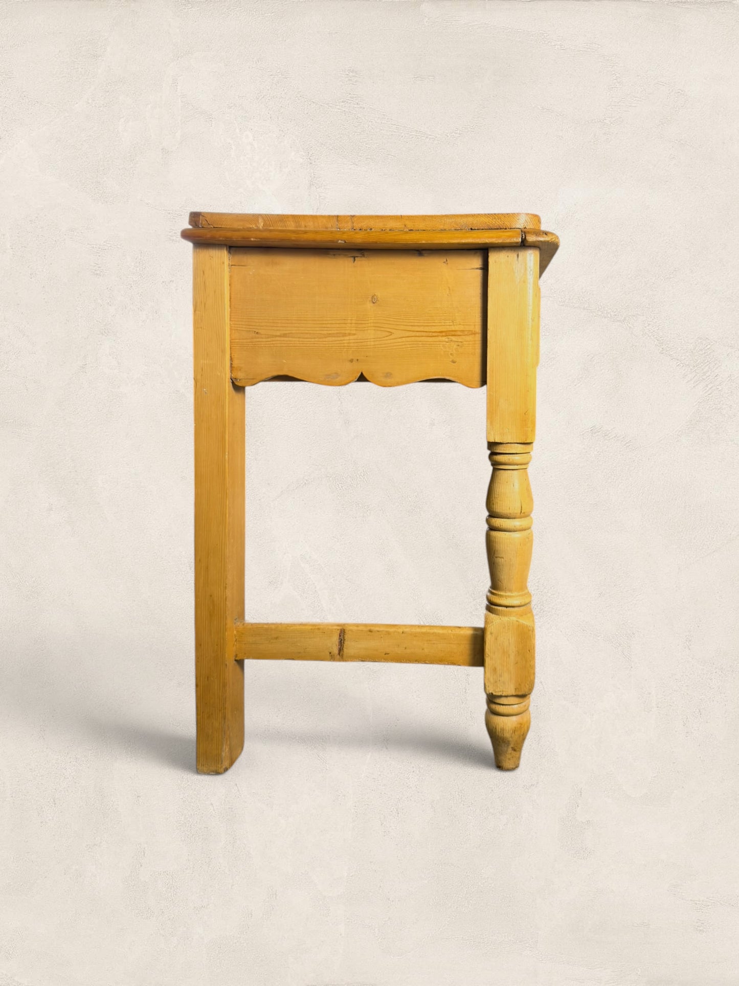 English Pine Work Table with Drawers and Scalloped Apron