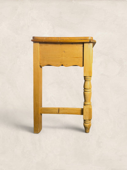 English Pine Work Table with Drawers and Scalloped Apron