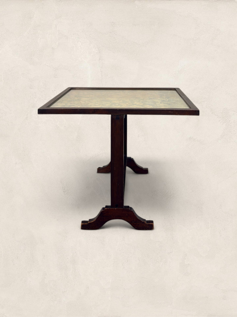 English Oak Metamorphic Tapestry Fireguard and Occasional Table
