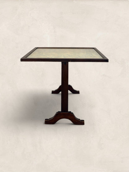 English Oak Metamorphic Tapestry Fireguard and Occasional Table