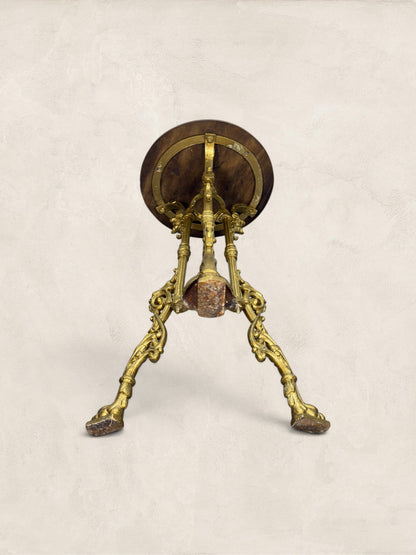 French Gilt Cast Iron Guéridon Side Table With Wooden Top
