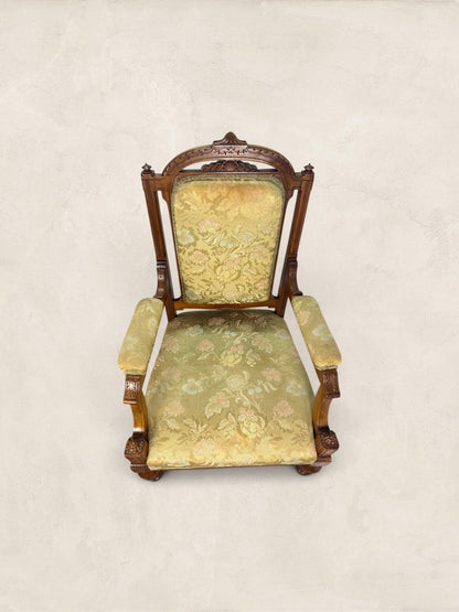 English Eastlake "His and Hers" Walnut Parlor Chairs