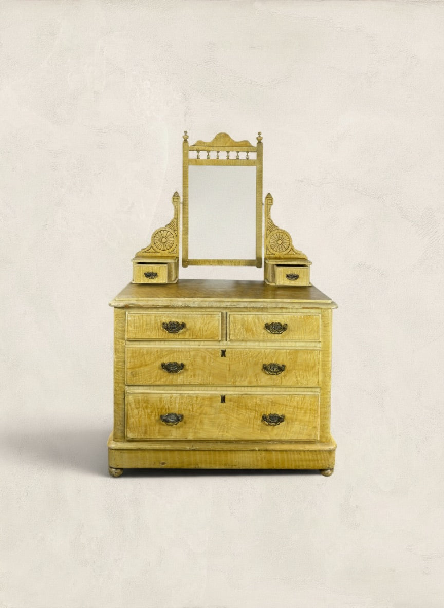 Victorian Scumble Painted Pine Dressing Chest with Mirror