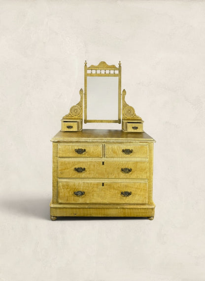 Victorian Scumble Painted Pine Dressing Chest with Mirror