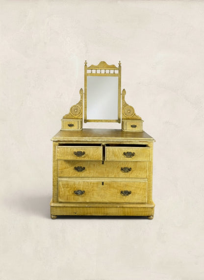 Victorian Scumble Painted Pine Dressing Chest with Mirror