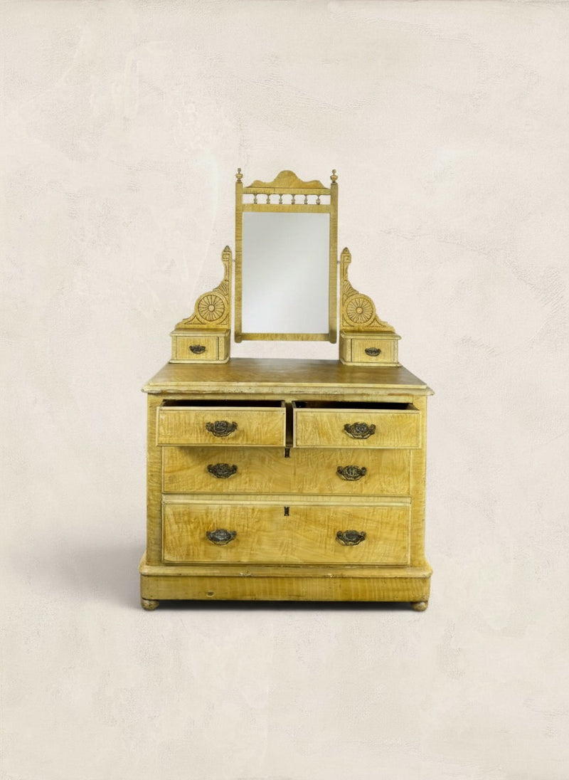 Victorian Scumble Painted Pine Dressing Chest with Mirror