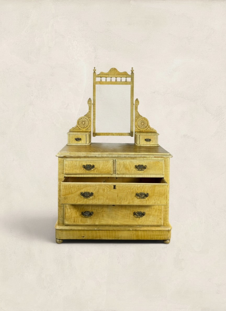 Victorian Scumble Painted Pine Dressing Chest with Mirror