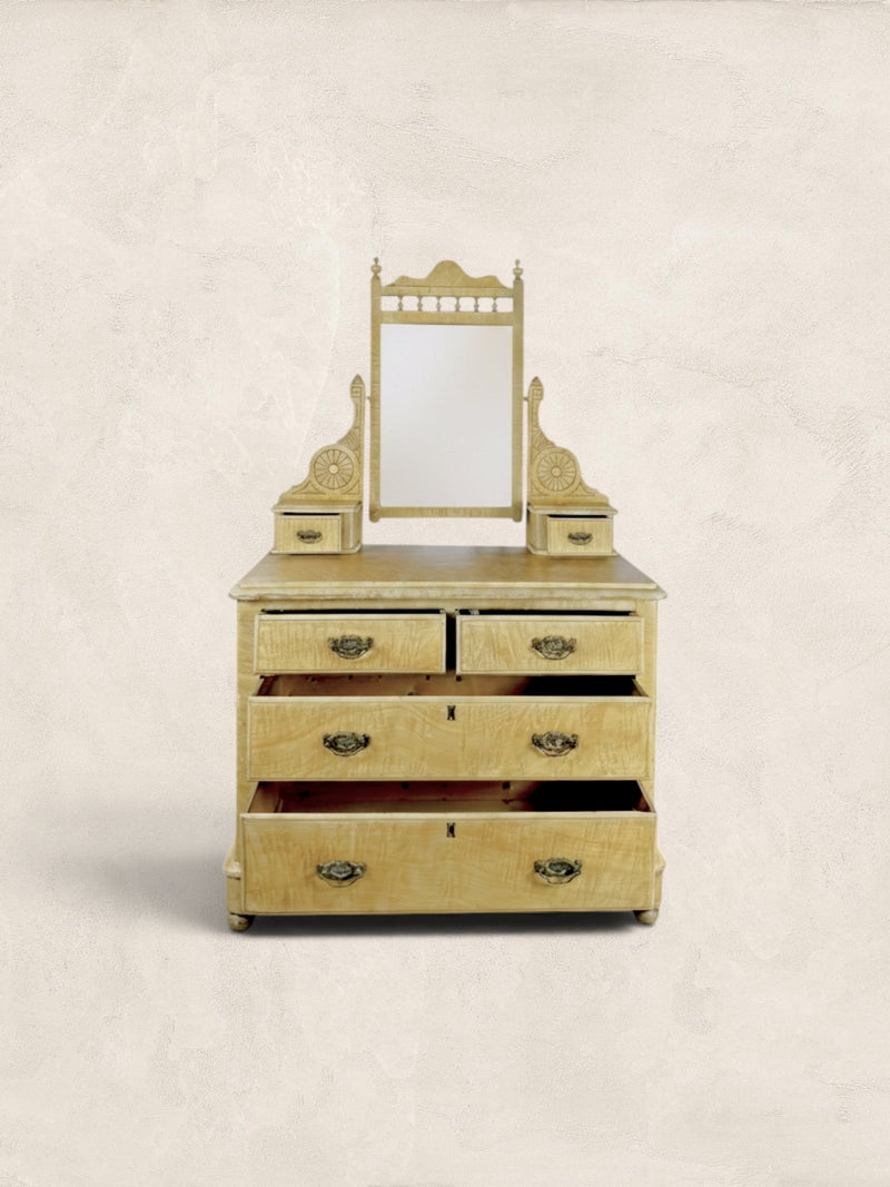 English Pine Dressing Chest with Mirror