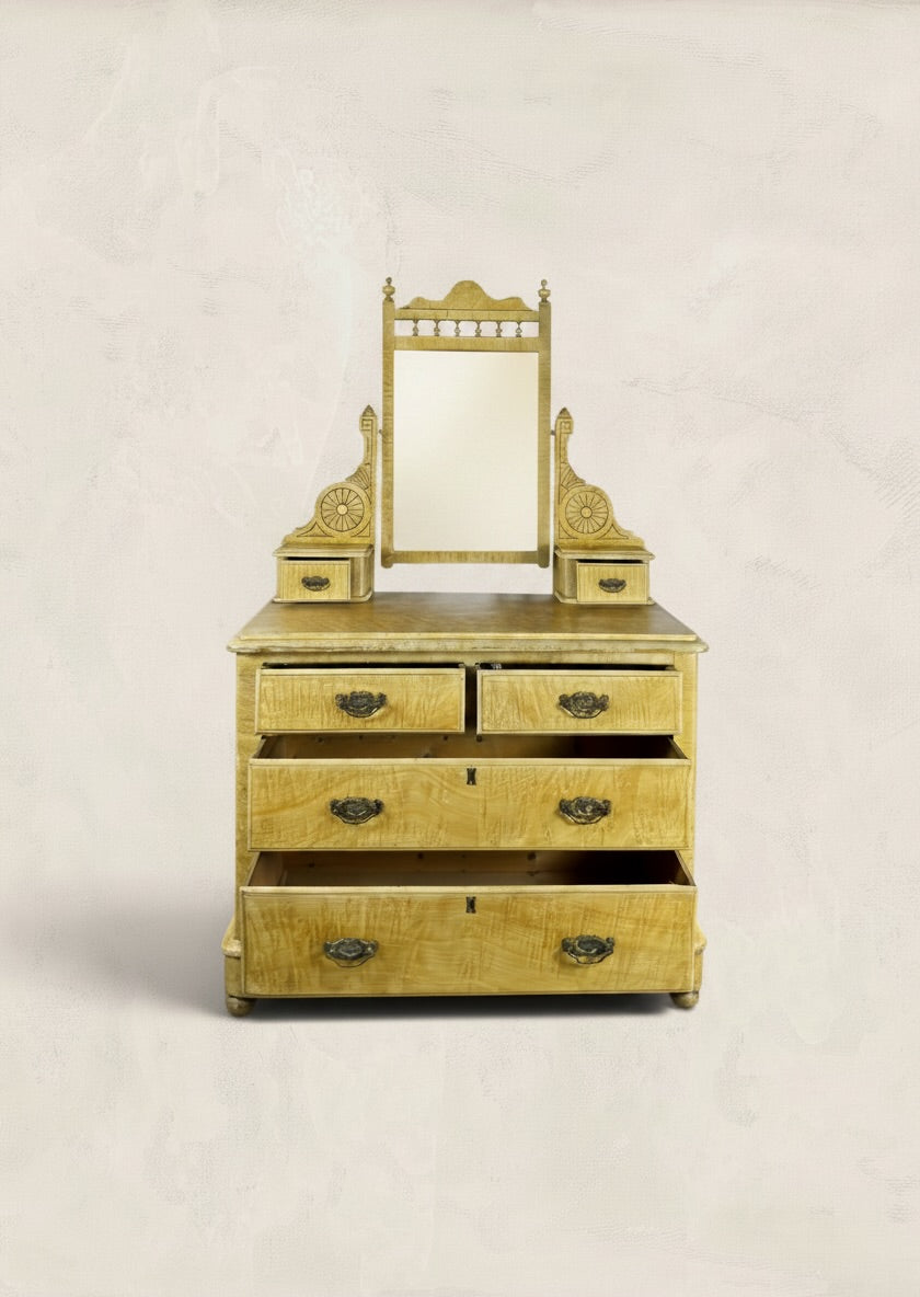 Victorian Scumble Painted Pine Dressing Chest with Mirror