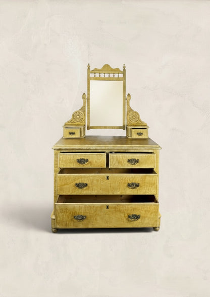 Victorian Scumble Painted Pine Dressing Chest with Mirror
