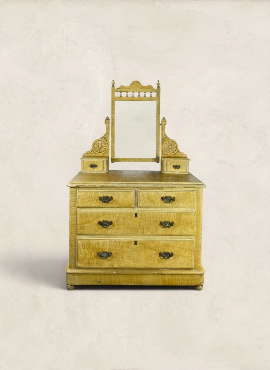 Victorian Scumble Painted Pine Dressing Chest with Mirror