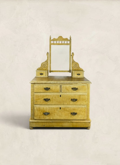Victorian Scumble Painted Pine Dressing Chest with Mirror