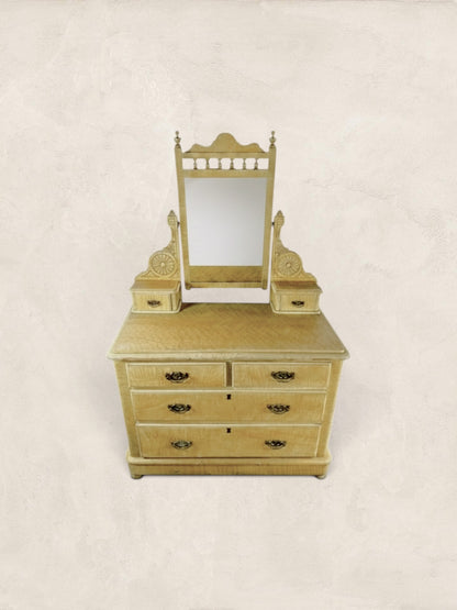 English Pine Dressing Chest with Mirror