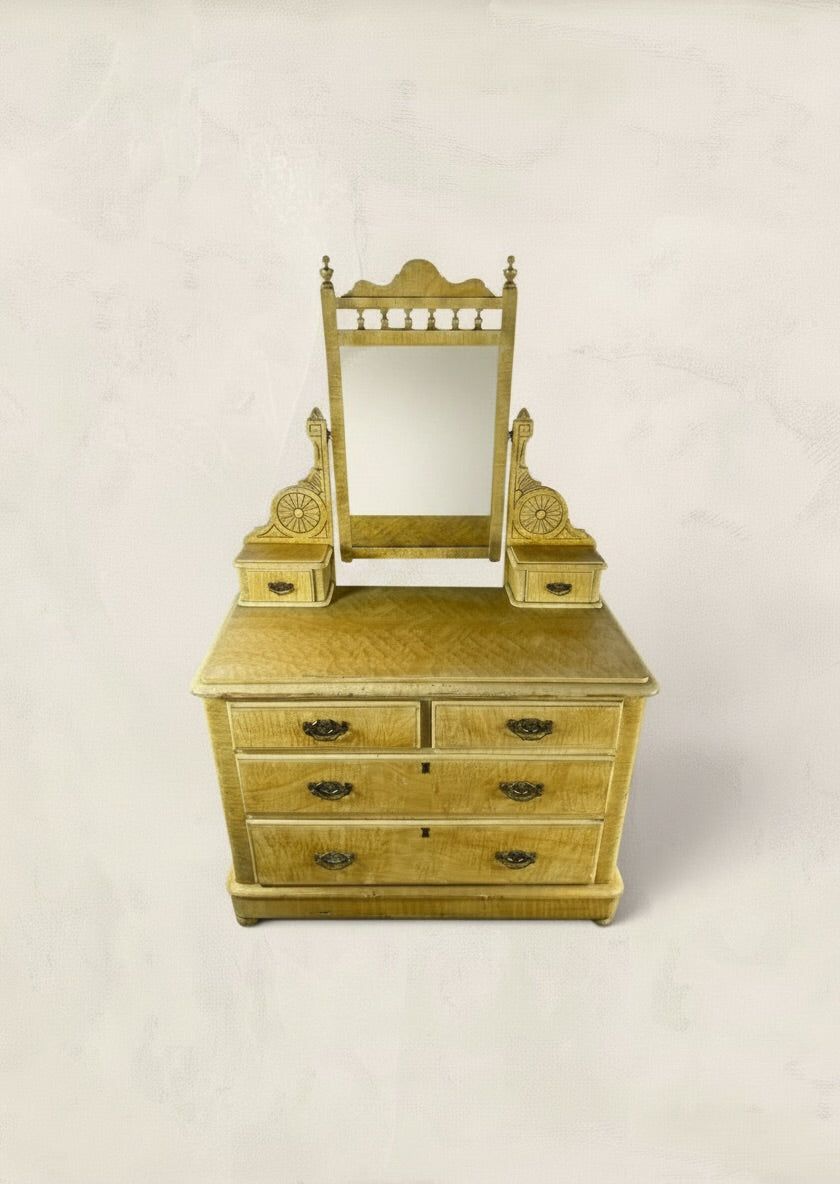 Victorian Scumble Painted Pine Dressing Chest with Mirror