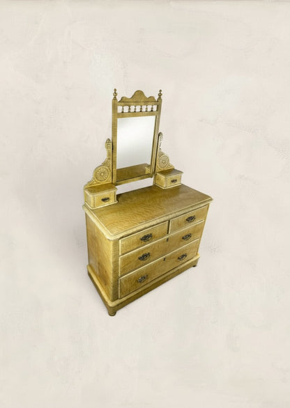 Victorian Scumble Painted Pine Dressing Chest with Mirror