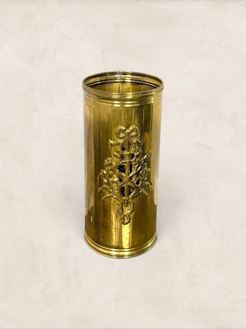 English Brass Embossed Umbrella Stand