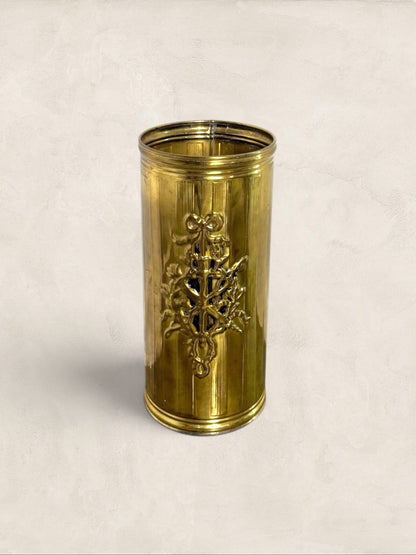 English Brass Embossed Umbrella Stand
