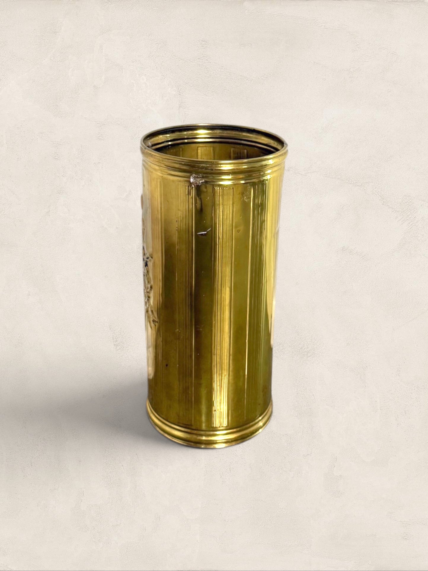 English Brass Embossed Umbrella Stand