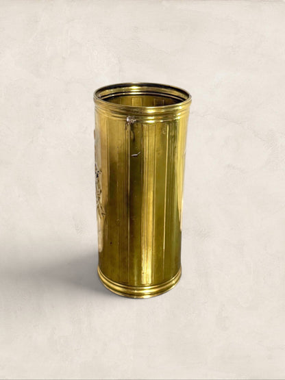 English Brass Embossed Umbrella Stand