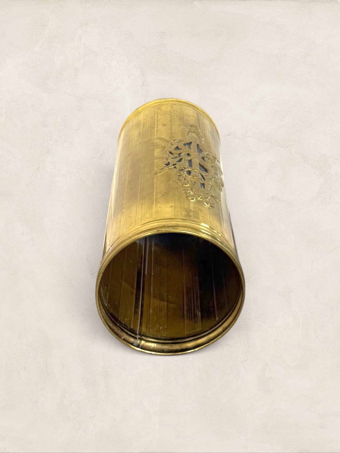 English Brass Embossed Umbrella Stand