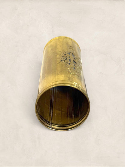 English Brass Embossed Umbrella Stand