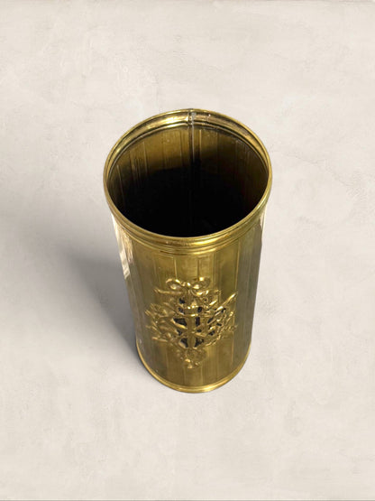 English Brass Embossed Umbrella Stand