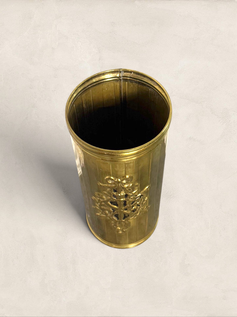 English Brass Embossed Umbrella Stand