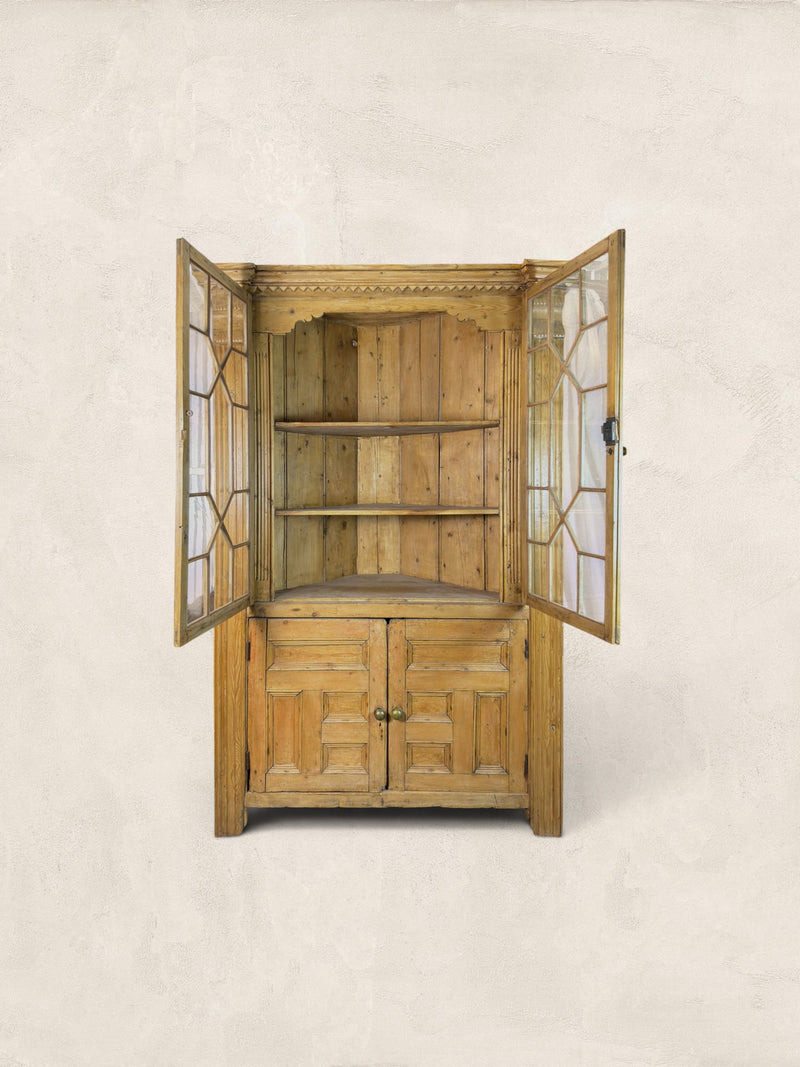 English Pine Corner Display Cabinet Circa 1880