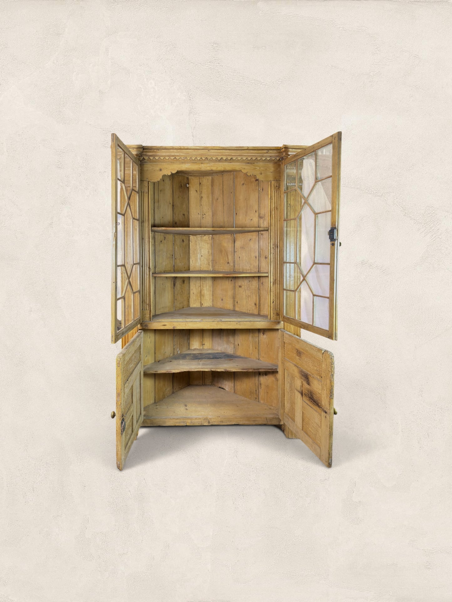 English Pine Corner Display Cabinet Circa 1880