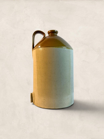 Large Antique English Salt Glaze Stoneware Flagon, 4 Gallon