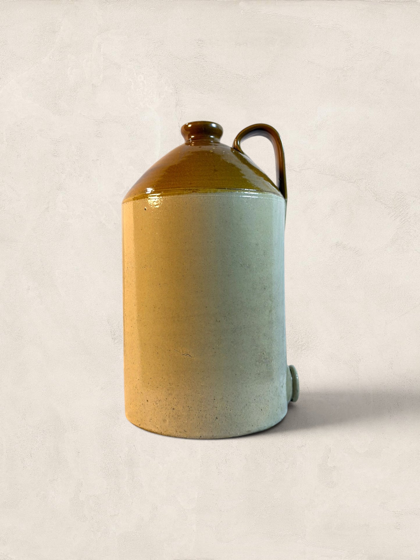 Large Antique English Salt Glaze Stoneware Flagon, 4 Gallon