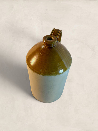 Large Antique English Salt Glaze Stoneware Flagon, 4 Gallon