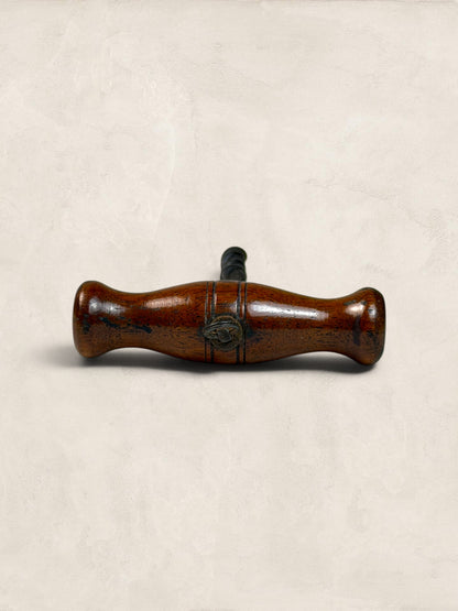 Victorian Turned Oak Corkscrew with Original Metal Worm