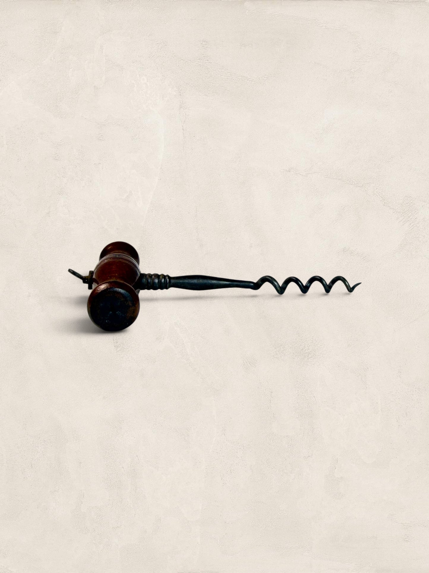 Victorian Turned Oak Corkscrew with Original Metal Worm